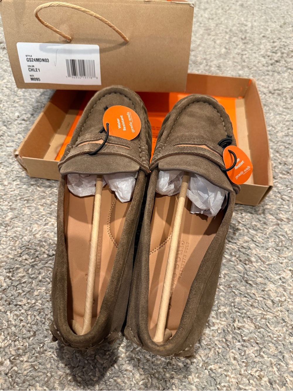 Gentle Souls Madison Loafer 9.5 Shiitake Suede Water Resistant NIB